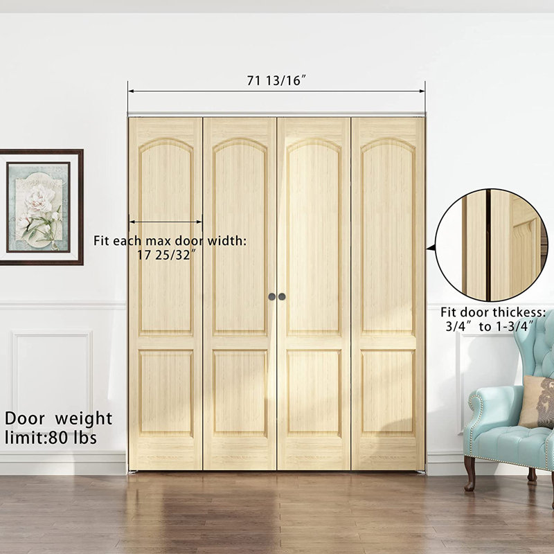 JUBEST Heavy Duty Bifold Door Hardware Kit Top Mount for Inside Door